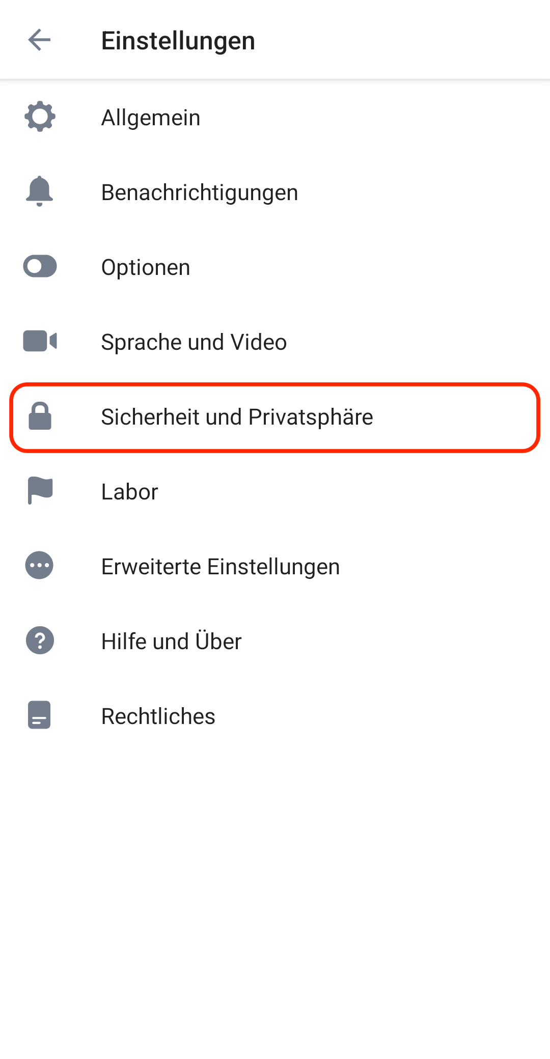 Siebter Schritt zur Anmeldung von Element unter Android