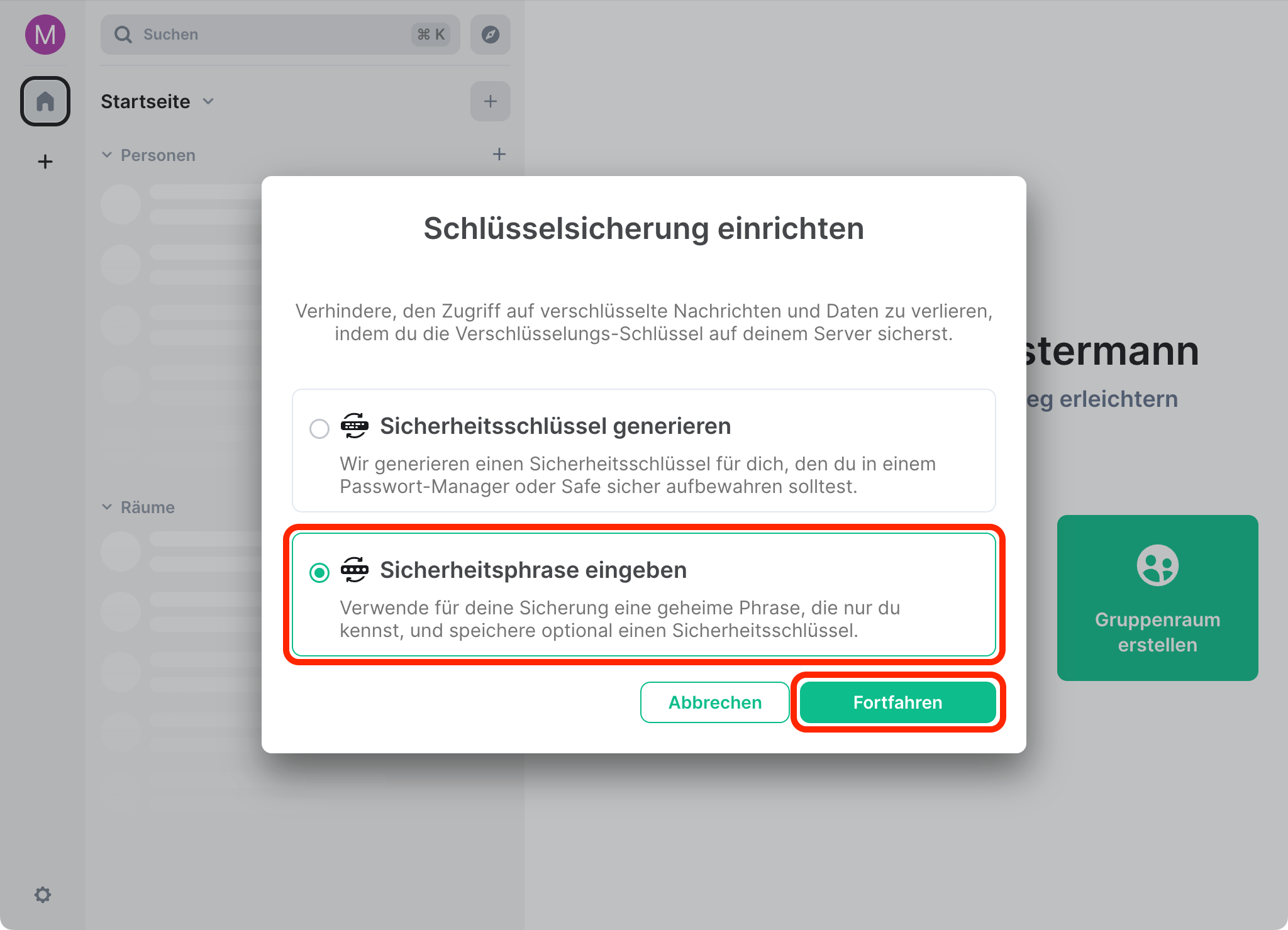 Sechster Schritt zur Anmeldung von Element auf dem Desktop