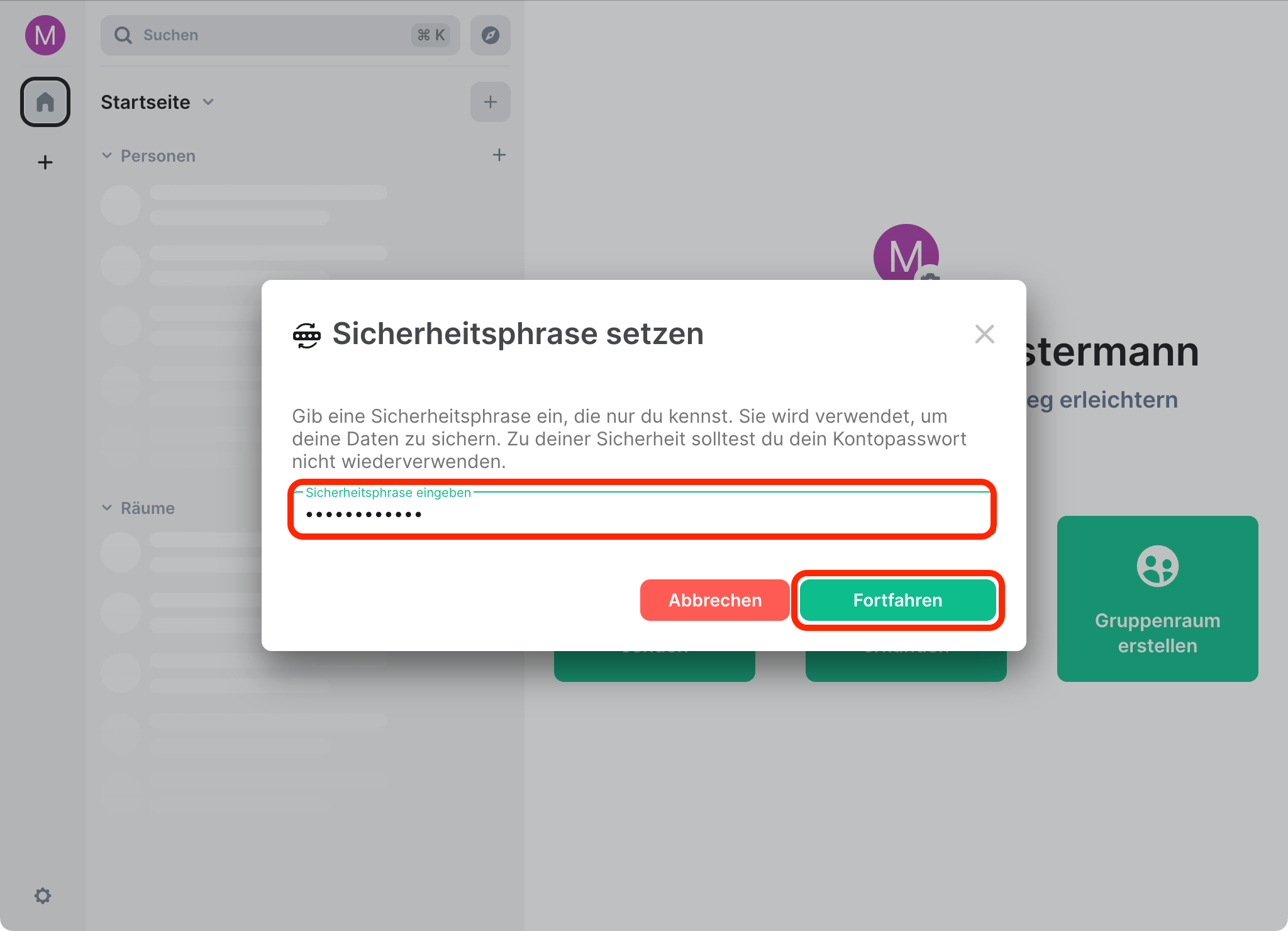 Siebter Schritt zur Anmeldung von Element auf dem Desktop