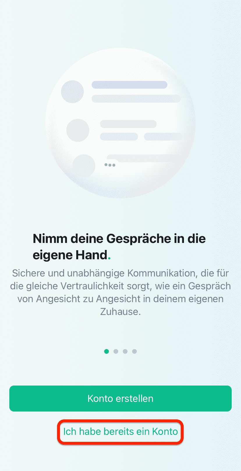 Erster Schritt zur Anmeldung von Element unter iOS