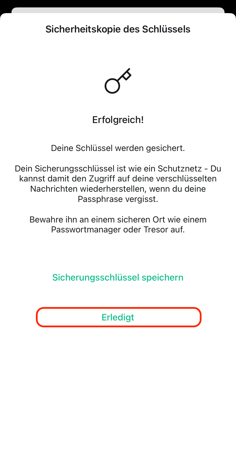 Elfter Schritt zur Anmeldung von Element unter iOS