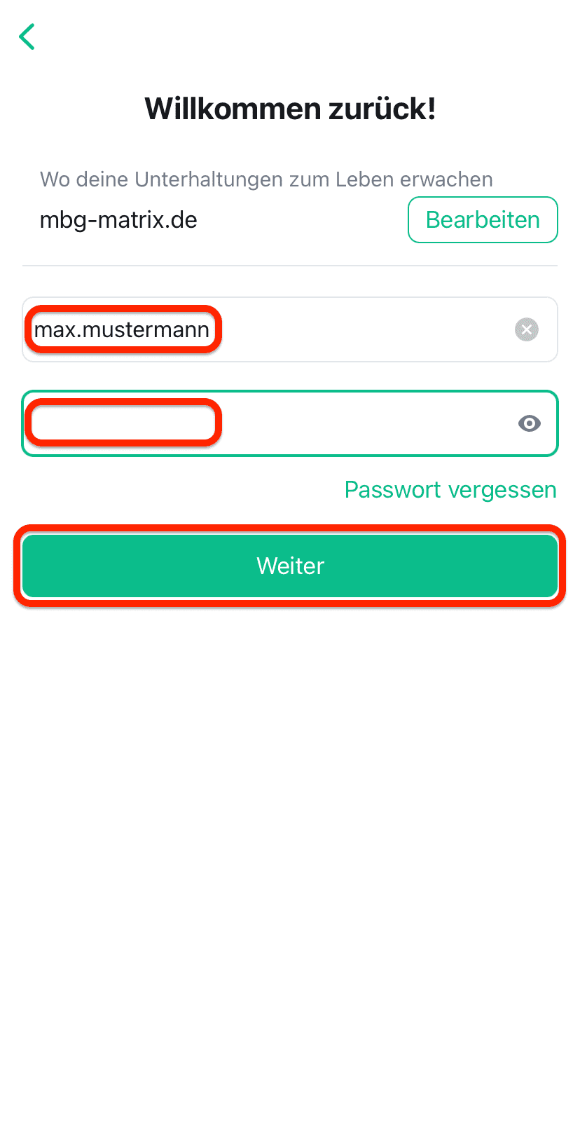 Vierter Schritt zur Anmeldung von Element unter iOS