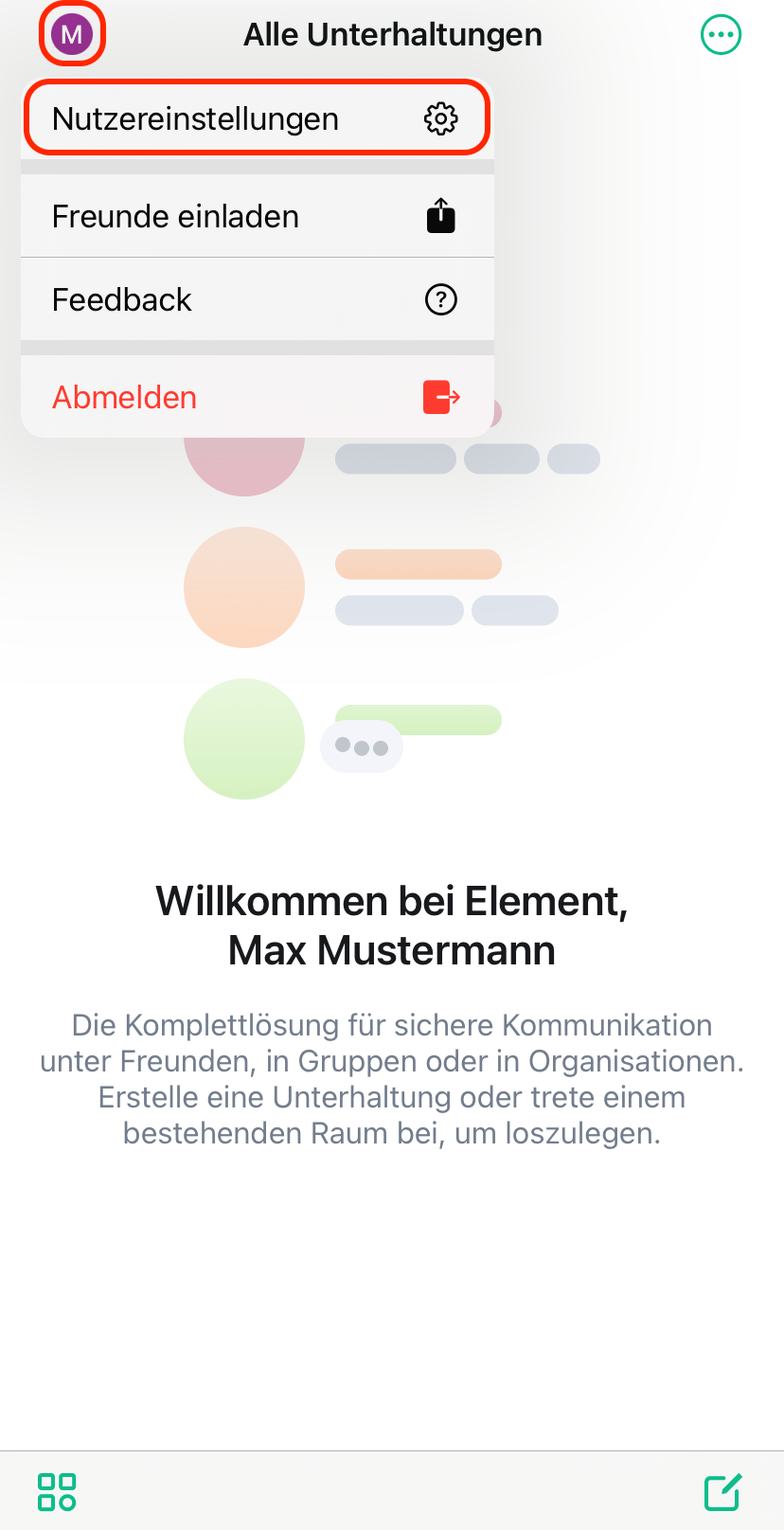 Sechster Schritt zur Anmeldung von Element unter iOS