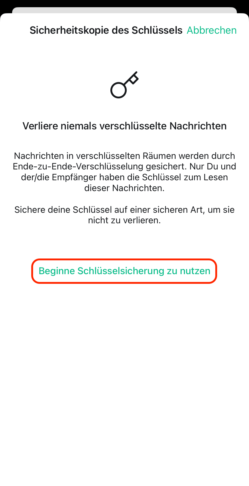 Neunter Schritt zur Anmeldung von Element unter iOS