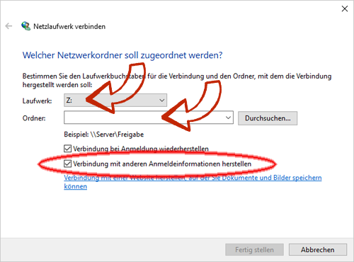 Windows Netzwerklaufwerk Einstellungen